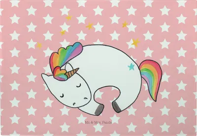 Produktbild von Mr. & Mrs. Panda Frühstücksbrett Einhorn Nacht - Rot Pastell - Geschenk, Hackbrett, schneidbrett, Glas Schneideplatte, Unicorn, Freundin, Schneidebrett, Brotzeitplatte