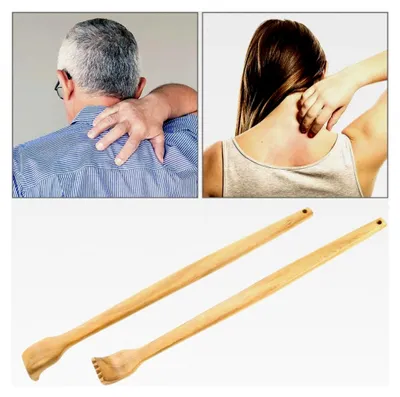 Produktbild von 2 Stück Holz Rückenkratzer, Handheld Rückenmassagegerät, Rückenkratzer mit langem Griff, Sofortige Linderung von juckendem Körper (15,6 Zoll + 15,2 Zoll)