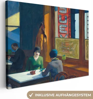 Produktbild von MuchoWow® - Leinwandbilder - Chop Suey - Edward Hopper, Wandbild, Wanddeko Bilder Wohnzimmer, 120x90 cm