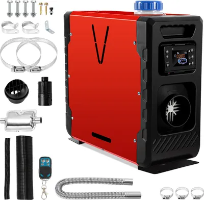 Zdjęcie produktu dla Ikodm, ogrzewanie postojowe diesla, ogrzewanie powietrzne 12/24 V, 8 kW, ogrzewanie powietrzne zasilane dieslem, z aplikacją Bluetooth, wyświetlaczem LCD i pilotem, kolor czerwony