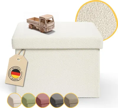 Produktbild von Laleni Sitzbank mit Stauraum - Truhenbank mit Stauraum 41x31x31 cm - Sitztruhe mit Stauraum - Sitzwürfel - Sitzwürfel mit Stauraum - Hocker Beige