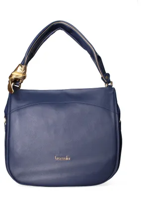 Produktbild von Damen Schultertasche aus echtem Leder, blau, mit Lederhenkeln und magnetischem Verschluss