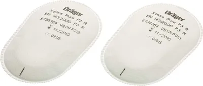 Produktbild von Dräger X-plore Bajonett Partikel-Filter Pure P3 für Aerosole/Partikel - 10 Paar - Ersatzfilter für Voll- und Halbmasken X-plore 3300, 3500 und 5500