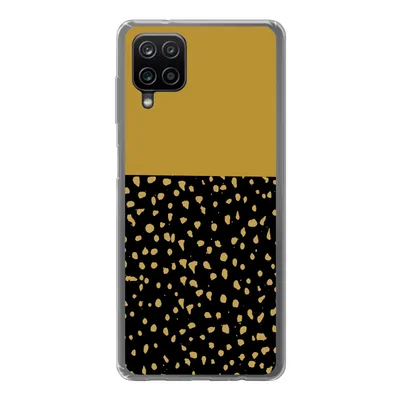 Produktbild von MuchoWow® Handyhülle Schutzhülle Hülle für Samsung Galaxy A12 Polka dots - Ockergelb - Schwarz Silikon Softcase Handy Hülle - Bild