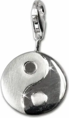 Image de SilberDream Charm Bijoux Bracelet Pendentif YinYang n/b 925 Argent véritable FC3107