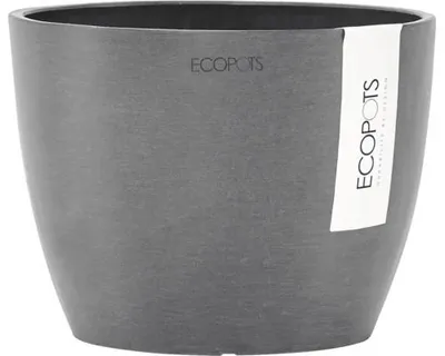 Imagen del producto de Macetas Ecopots Stockholm, plástico mate, diámetro 16 cm, altura 12,5 cm, color gris