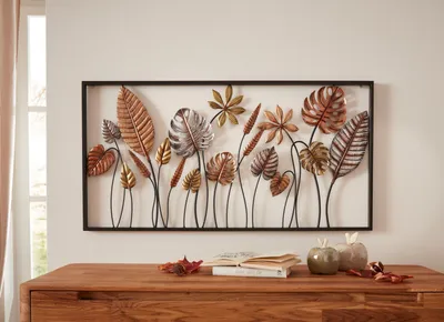 Obrázok produktu pre 3D fototapeta listy kov 90x45cm - dekorácie na stenu, nástenné šperky