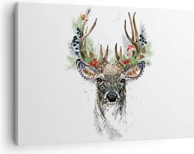 Produktbild von Bild auf Leinwand - Leinwandbild - Einteilig - Surrealismus Hirsch Boho - 70x50cm - Wand Bild - Wanddeko - Wandbilder - Leinwanddruck - Bilder - Wanddekoration - Leinwand bilder - AA70x50-4486
