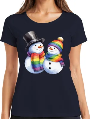 Produktbild von LGBTQ+ Schneemänner - Weihnachten Weihnachtsgeschenk Christmas Damen T-Shirt, Navy, M
