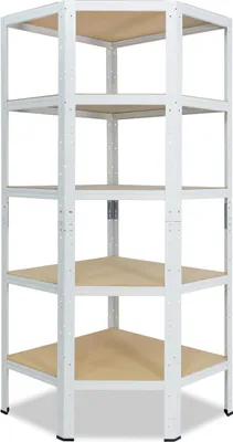Image de shelfplaza HOME 200x70x45 cm Étagère d'angle en blanc avec 5 étagères et une capacité de charge de 175 kg par étagère