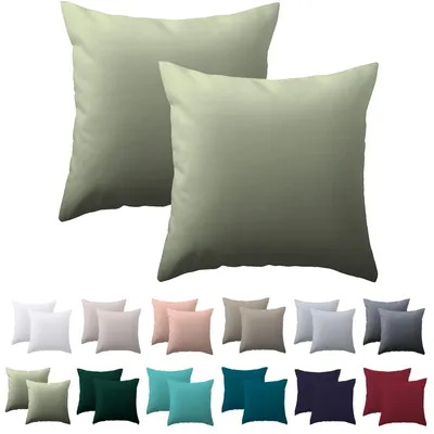 Produktbild von Kissenbezug 50 x 50 cm, 2er-Set – Salbeigrün, 100 % Mikrofaser, mit Reißverschluss, weich und knitterfrei