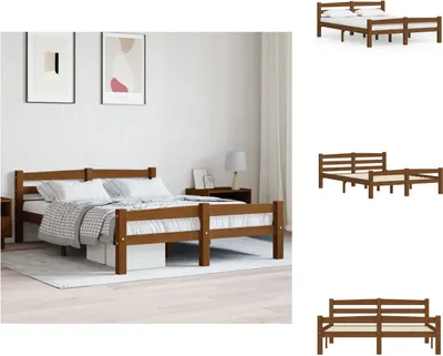 Produktbild von vidaXL Massivholzbett Honigbraun Kiefer 120x200 cm -  Betten & Bettgestelle