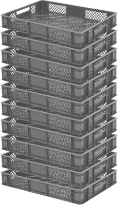 Produktbild von 10x Euro-Stapelbehälter, LxBxH 600 x 400 x 90 mm, Inhalt 15 Liter, grau