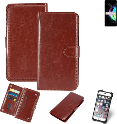 Produktbild von K-S-Trade 360° Hülle kompatibel mit Motorola Edge 20 braun Kunstleder Case BookCase WalletCase Kunstlederederhülle Handyhülle, Rundumschutz Bumper