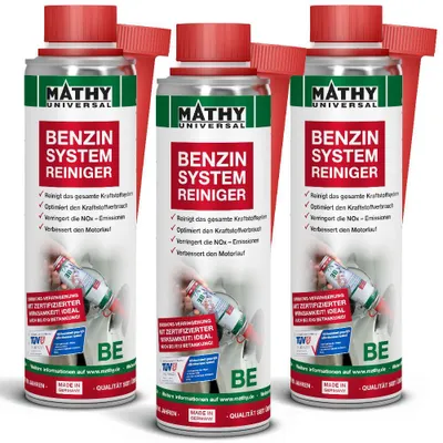 Produktbild von MATHY-BE Benzin-Systemreiniger 3 x 250 ml - Benzin Additiv für Ventile, Brennraum & Kraftstoffsystem