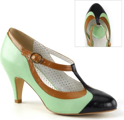 Produktbild von PEACH-03 Pin Up Couture günstiger Damen Riemchen Pumps Multi Color mint Lederoptik