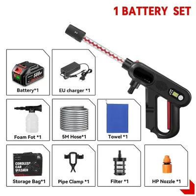 Obrázok produktu pre Čistič vysokotlakový - Čistič terás - Batéria - Elektrický - 220 barov - 5 v 1 - Bezdrôtová pištoľ