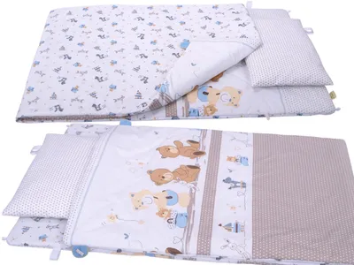 Zdjęcie produktu dla Pościel do przedszkola z wypełnieniem 220x80 cm zapinana pościel BOBO bawełna - wesołe misie