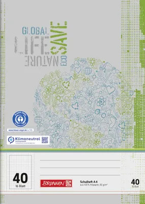 Produktbild von BRUNNEN Schulheft A4 Lineatur 40 16 Blatt Recyclingpapier
