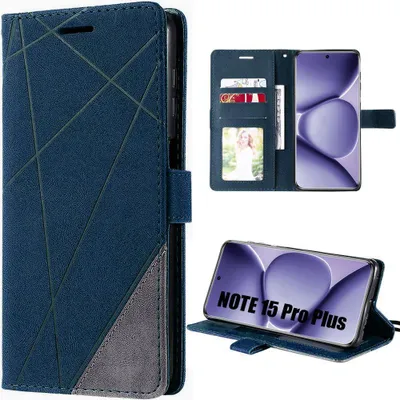 Image de Coque pour Xiaomi Redmi Note 15 Pro Plus 5G, Protection Rabat Anti-Rayures Synthécuir - Bleu Marine