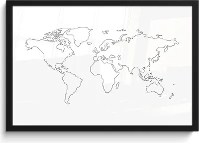 Produktbild von MuchoWow® MuchoWow® Gerahmtes Poster Weltkarte - Einfach - Schwarz - Weiß 60x40 cm - Poster mit zchwarzem Bilderrahmen - Printing - Wanddeko Schlafzimmer