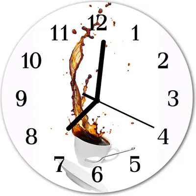 Produktbild von Glasuhr Wanduhr Küchenuhr Echt-Glas 30fi cm Kaffee weiß