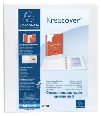 Zdjęcie produktu dla Exacompta 51846E Segregator z 4 pierścieniami PP, 25 mm, kształt D, biały, format A4