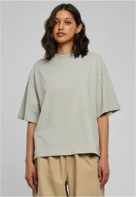 Image de T-shirt pour femmes Urban Classics, modèle "Ladies Organic Heavy Slit Tee", couleur "lightasphalt", taille XS