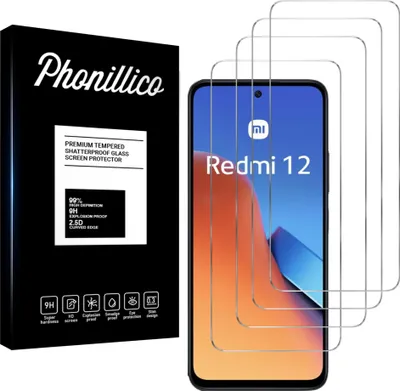 Immagine prodotto di Vetro Temperato per Xiaomi Redmi 12 4G [4 Pezzi] Pellicola Protettiva Antigraffio Resistente Phonillico®