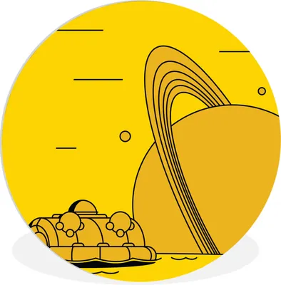 Produktbild von MuchoWow® Rundes Wandbild - Runde Bilder Planet - Gelb - Illustration Ø 30 cm Kreis Wanddekoration Kunststoff - Wandkreis - Wandschmuck - Schlafzimmer - Bilder - Der Kreis - Kunst für die Wohnung - Plastik - Kunstdruck - Wandbild