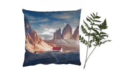 Produktbild von MuchoWow® Zierkissen Sofakissen Wohnzimmer Dekokissen 50x50 cm Haus - Berge - Landschaft - Komfort - Sofakissen