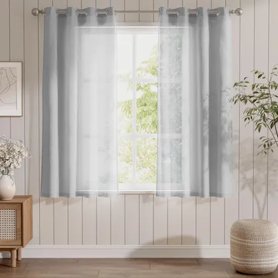 Imagen del producto de Juego de 2 cortinas grises, ideales para salón y dormitorio, de 140 x 140 cm