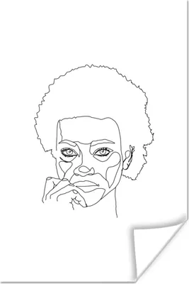 Produktbild von MuchoWow® Poster Frauen - Strichzeichnung - Gesicht 80x120 cm - Papierdruck
