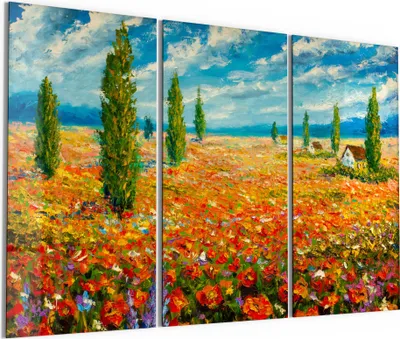 Produktbild von DEQORI Glasbild Echtglas 3x50x100 cm 'Blumenmeer im Monet-Stil' Wandbilder XXL groß