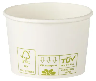 Produktbild von 50x Eisbecher Pappbecher ohne Kunststoffbeschichtung 100ml Ø70 Höhe 45mm weiß