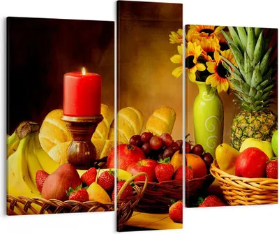 Produktbild von Bild auf Leinwand - Leinwandbild - Banane Korb Essen Früchte - 95x80cm - Wand Bild - Wanddeko - Leinwanddruck - Bilder - Kunstdruck - Wanddekoration - Leinwand bilder - Wandkunst - CB95x80-0462