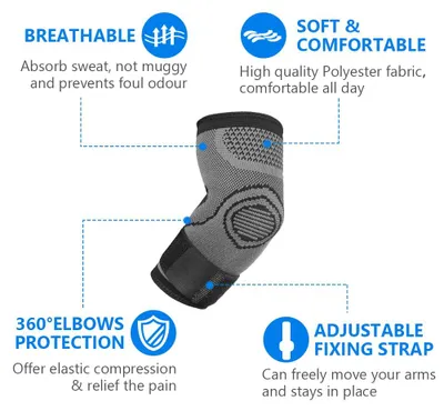 Obrázek produktu pro Elastická, prodyšná ortéza na loket, 1 pár, nastavitelná, vhodná pro sport a terapii bolesti