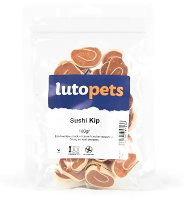 Zdjęcie produktu dla Lutopets Sushi Huhn – 100 g – Przekąska dla psów z kurczakiem i dorszem