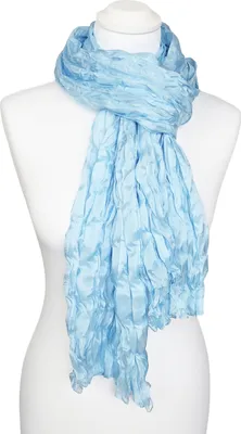 Produktbild von Knitterschal Halstuch Schal XXL blau hellblau Seide 180x90cm