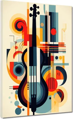 Produktbild von Kontrabass mit Linien abstrakt Musik Leinwandbild Wandbild Kunstdruck XL Deko: 30x40x2cm