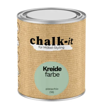 Produktbild von Kreidefarbe Chalk-it (18) Pistachio 0,75L Shaby Chic Möbel Holzlack Natur Vintage Möbellack