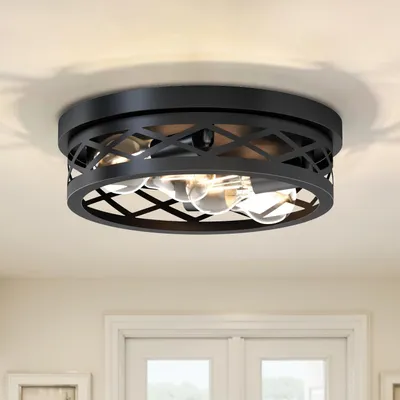 Zdjęcie produktu dla LVWIT Lampa sufitowa 4-punktowa, czarna, gwint E27 – lampa z ażurową osłoną, regulowana, idealna do salonu, kuchni i przedpokoju