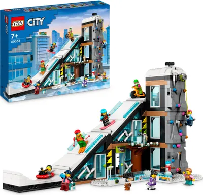 Produktbild von LEGO 60366 City Wintersportpark, Set mit Wintersportgeschäft, Café und einem funktionierenden Lift für Skifahrer, Spielzeug mit 8 Minifiguren und einer Eulenfigur, Bauen mit Modulen, 2023 Geschenk
