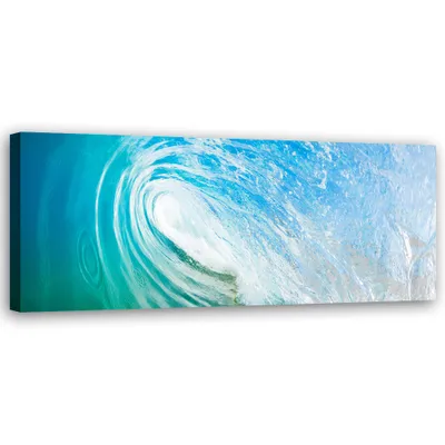 Produktbild von Leinwandbild Meereswelle 90x30 Feeby Blau bild für die wand bereit zum aufhängen