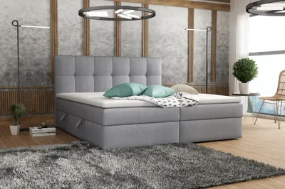Produktbild von Boxspringbett Schlafzimmerbett ARTURO 160x200cm Stoff Soro Grau