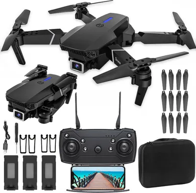 Produktbild von RC-Drohne mit 4K-Kamera, FPV Drohne, WiFi-FPV-Drohne Headless-Modus Halte Geste Foto Video GPS Track 3D Filp RC Qudcopter mit 3 Batterien