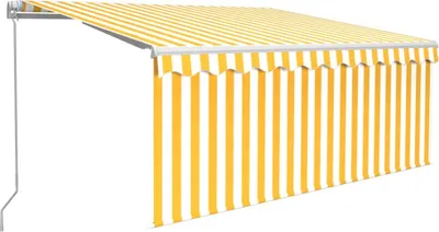 Image de vidaXL Store manuel rétractable avec enrouleur 3,5x2,5 m jaune & blanc