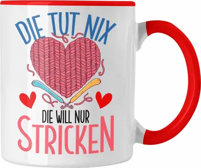 Produktbild von Trendation - Lustige Stricken Tasse Geschenk für Häckeln Rentnerin Oma (Rot)