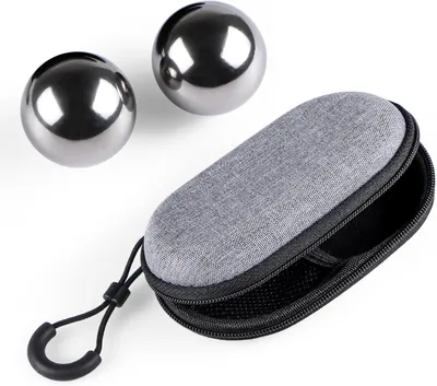 Productafbeelding van Meditatieballen, 304 roestvrijstalen Baoding-ballen, diameter 40 mm, Chinese handoefenballen met etui, set van 2
