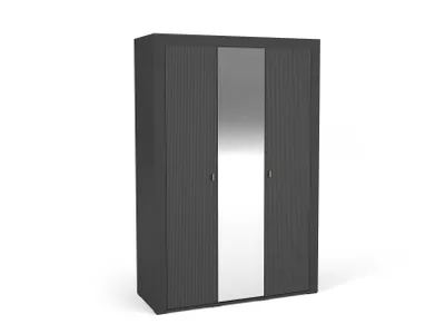 Zdjęcie produktu dla SZAFA MOSSA M02 Szerokość 137cm Czarna Trzydrzwiowa Lustro